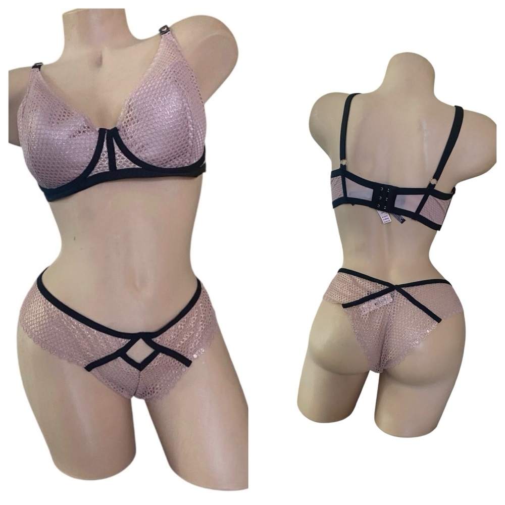 Victoria secret Elegant bra set 36DD panty large new with tags